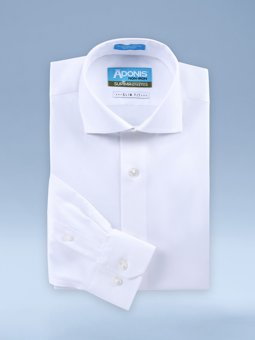 Mens Slim Fit Non Iron Cotton &quot;Supima Performance Stretch Twill&quot; Dress Shirt