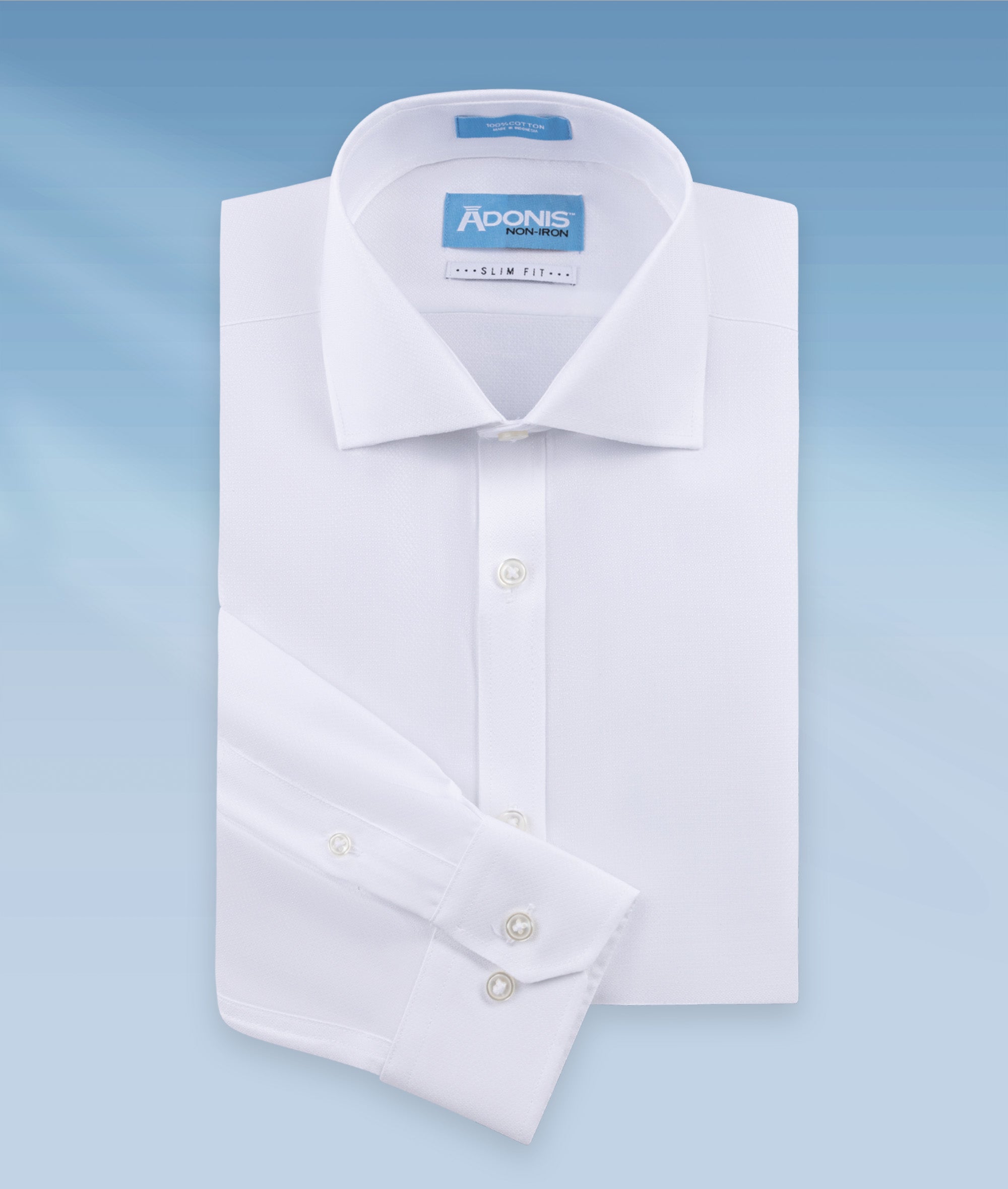 Mens Slim Fit Non Iron Cotton Lite Button Cuff Dress Shirt