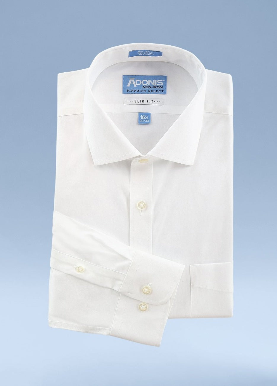 Mens Slim Fit Non Iron Cotton Pinpoint Dress Shirt