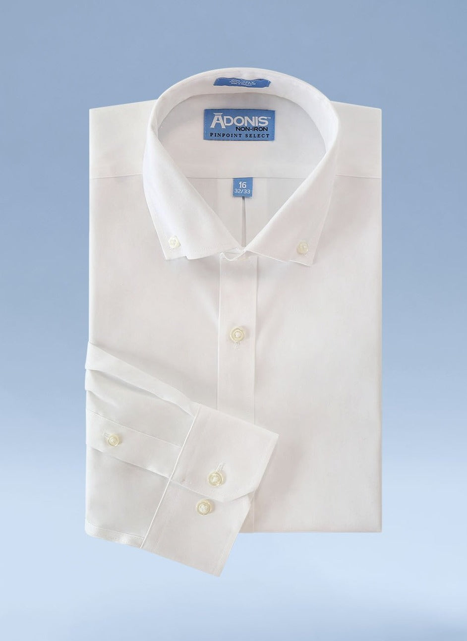 Mens Classic Fit Non Iron Cotton Pinpoint Dress Shirt with Button Down Collar
