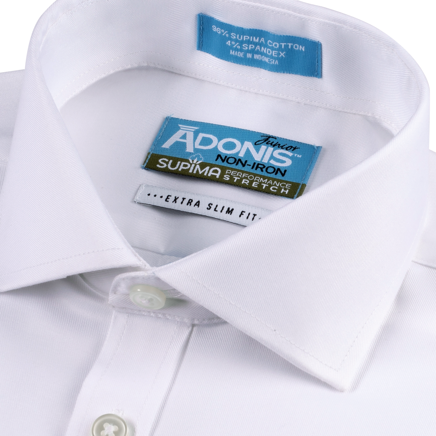 Boys Extra Slim Fit Non Iron Cotton Performance Stretch Twill Dress Shirt