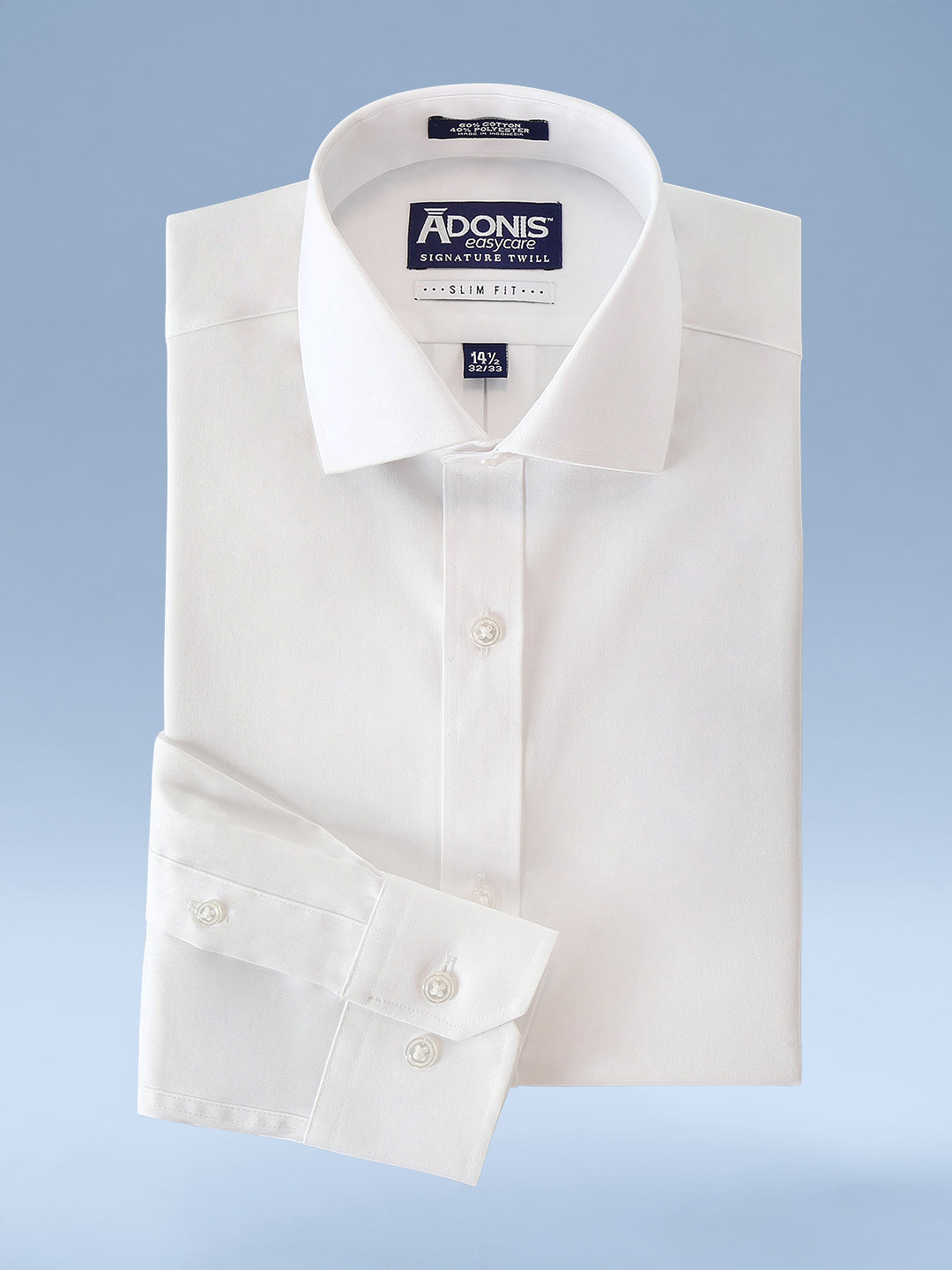 Mens Slim Fit Easy Care Signature Twill Dress Shirt - With Pocket