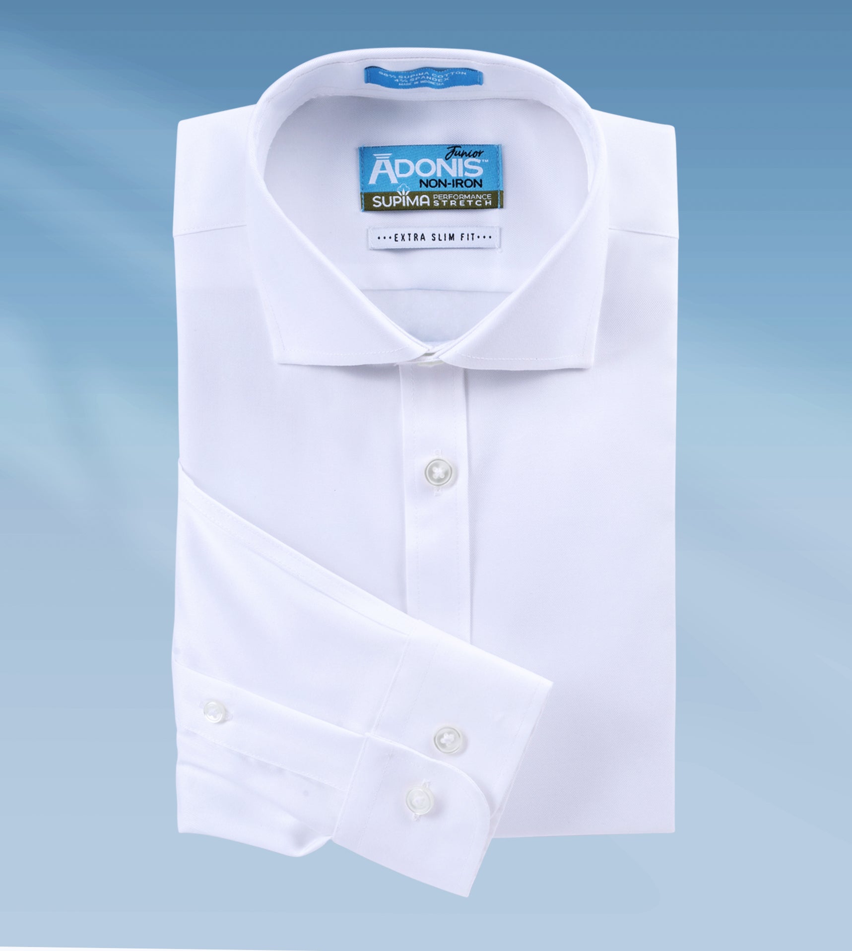 Boys Extra Slim Fit Non Iron Cotton Performance Stretch Twill Dress Shirt