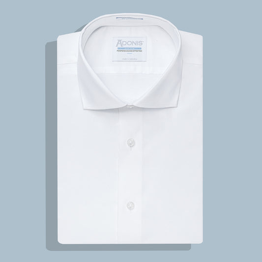 Mens Classic Fit Non Iron Cotton Performance Stretch Twill Button Cuff Dress Shirt