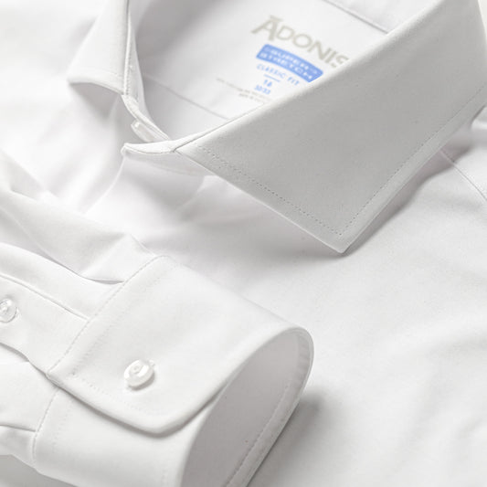 Mens Slim Fit Button Cuff Four Way Stretch Dress Shirt