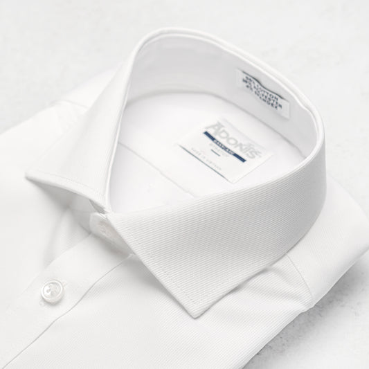 Boys Classic Fit Button Cuff Easy Care Cotton Fine Pique Stretch Dress Shirt