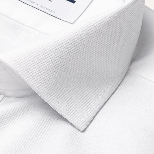 Mens Classic Fit Button Cuff Easy Care Cotton Vintage Pique Dress Shirt (with Pocket)