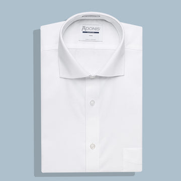 Mens Classic Fit Button Cuff Easy Care Cotton Vintage Pique Dress Shirt (with Pocket)