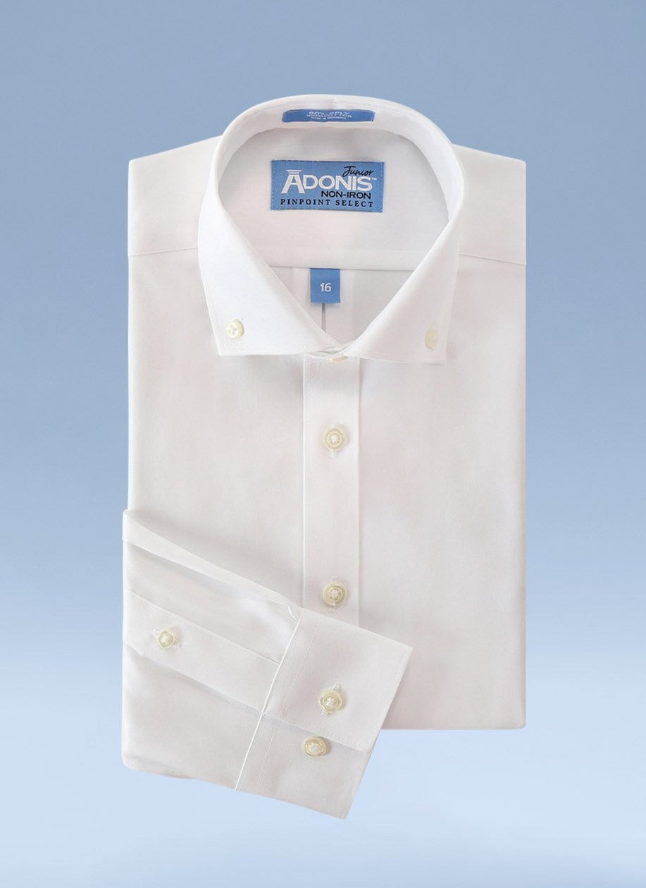 Boys Classic Fit Non Iron Cotton Pinpoint Dress Shirt with Button Down Collar